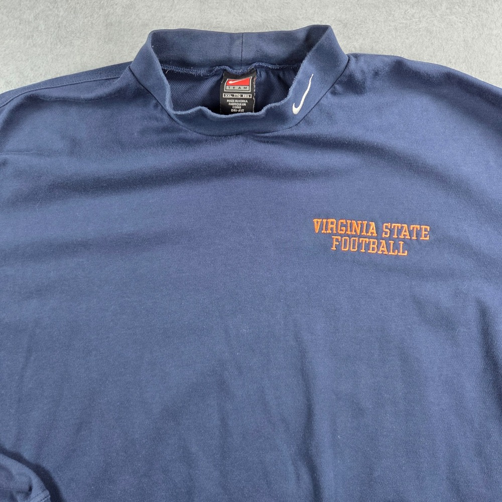 Nike Team Virginia State Football Men XXL Navy Blue Mock Neck Dri-FIT Shirt VTG